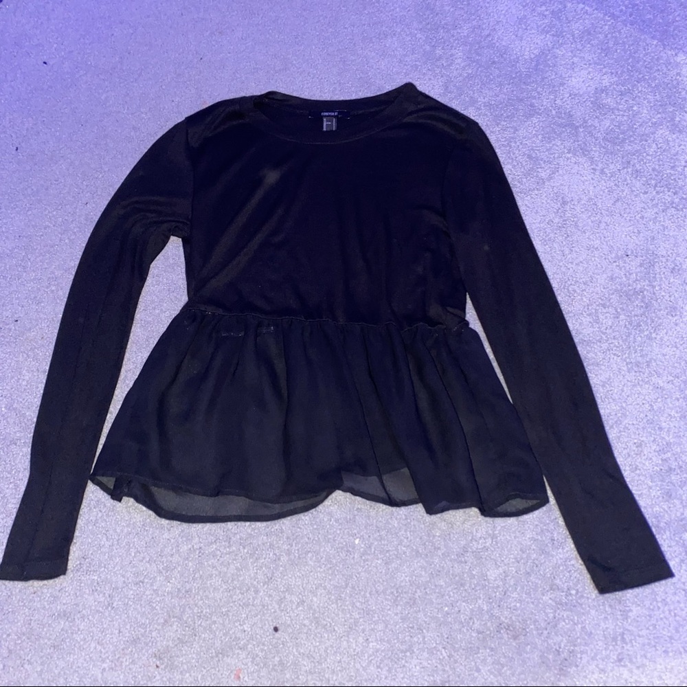 Forever 21 Black Mesh Long Sleeve